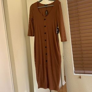 Long sleeve midi brown Dress!